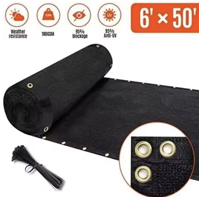 180GSM 6ft x 50ft Fence Privacy Screen Heavy Duty Fence Cover Garden Wall Backyard